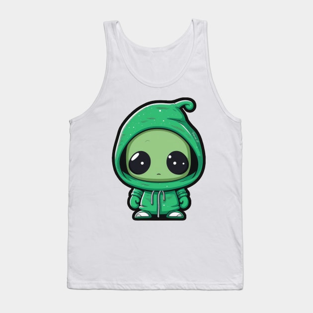 Cool Alien with a Hooded Pullover design #10 Tank Top by Farbrausch Art